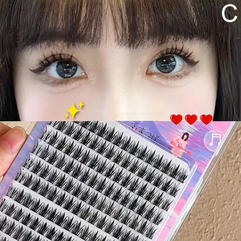 Extra Large Wheat Ear Pyramid Little Devil False Eyelashes, European and American Mixed Style, Segmented Fine Black Stem, 160 Clusters